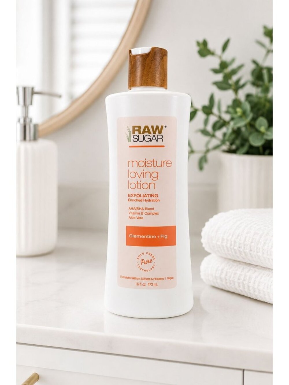 Raw Sugar Moisture Loving Lotion 16 oz Exfoliating AHA BHA, Clementine + Fig - Picture 1 of 8